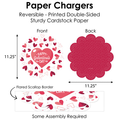 Happy Galentine’s Day - Valentine’s Day Party Paper Charger and Table Decorations - Chargerific Kit - Place Setting for 8