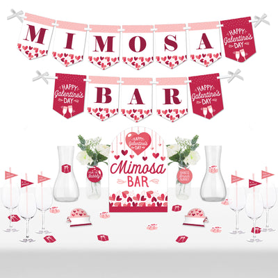 Happy Galentine’s Day - DIY Valentine’s Day Party Mimosa Bar Signs - Drink Bar Decorations Kit - 50 Pieces