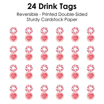 Happy Galentine’s Day - Valentine’s Day Party Paper Beverage Markers for Glasses - Drink Tags - Set of 24