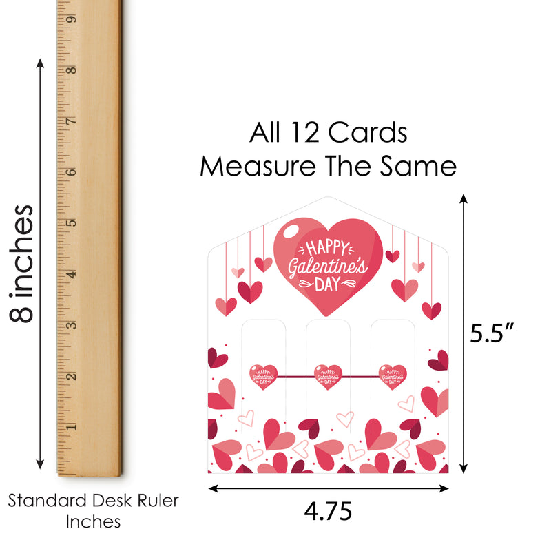 Happy Galentine’s Day - Valentine’s Day Party Game Pickle Cards - Pull Tabs 3-in-a-Row - Set of 12