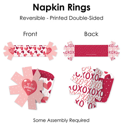 Happy Galentine’s Day - Valentine’s Day Party Paper Napkin Holder - Napkin Rings - Set of