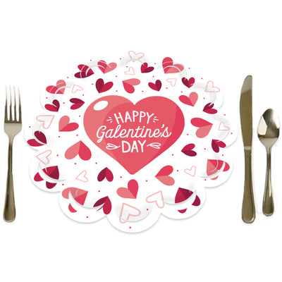 Happy Galentine’s Day - Valentine’s Day Party Round Table Decorations - Paper Chargers - Place Settin