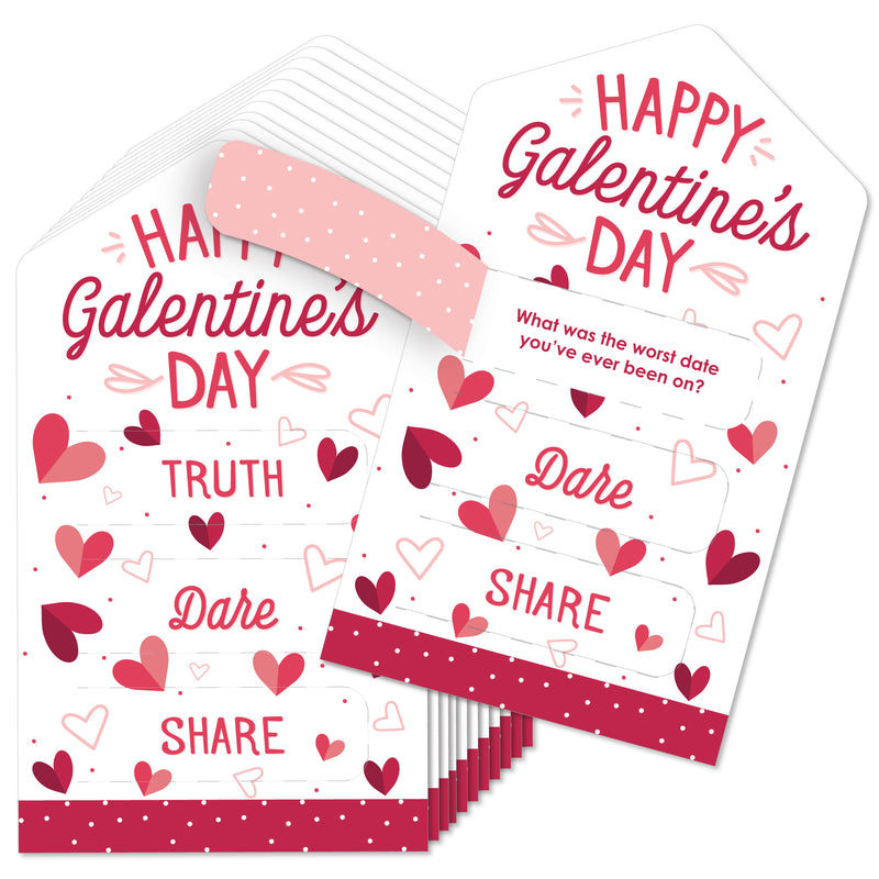 Happy Galentine’s Day - Valentine’s Day Party Game Pickle Cards - Truth, Dare, Share Pull Tabs - Set of 12