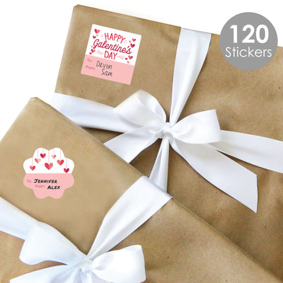 Happy Galentine’s Day - Assorted Valentine’s Day Party Gift Tag Labels - To and From Stickers - 12 Sheets - 120 Stickers