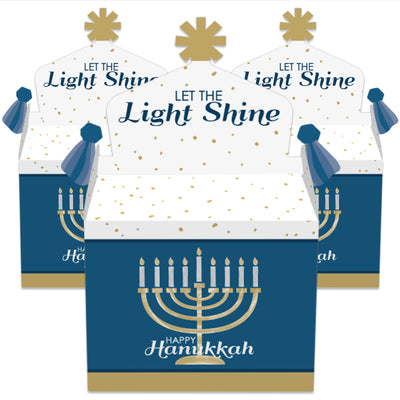 Happy Hanukkah - Treat Box Party Favors - Chanukah Holiday Party Goodie Gable Boxes - Set of 12