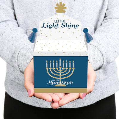Happy Hanukkah - Treat Box Party Favors - Chanukah Holiday Party Goodie Gable Boxes - Set of 12