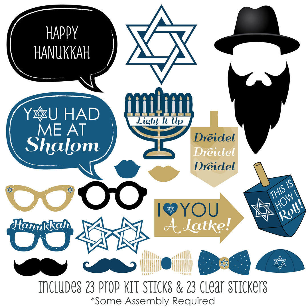 Happy Hanukkah - Chanukah Photo Booth Props Kit - 20 Count