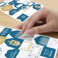 Happy Hanukkah - Assorted Chanukah Holiday Party Gift Tag Labels - To and From Stickers - 12 Sheets - 120 Stickers