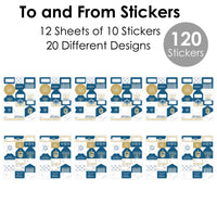 Happy Hanukkah - Assorted Chanukah Holiday Party Gift Tag Labels - To and From Stickers - 12 Sheets - 120 Stickers