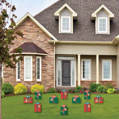 Happy Holiday Presents - Lawn Decorations - Outdoor Christmas Party Yard Decorations - 10 Piece