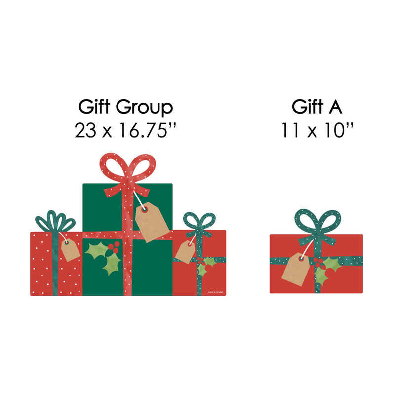 Happy Holiday Presents - Yard Sign and Outdoor Lawn Decorations - Christmas Party Yard Signs - Set of 8