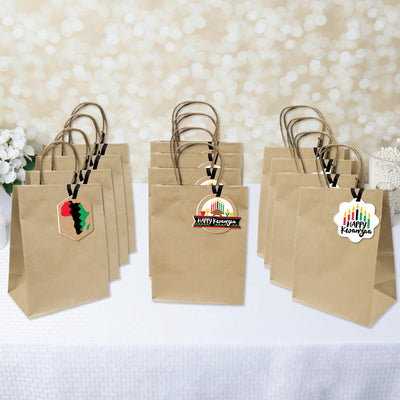 Happy Kwanzaa - Assorted African Heritage Holiday Party Favor Tags - Gift Tag Toppers - Set of 12
