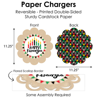 Happy Kwanzaa - African Heritage Holiday Party Paper Charger and Table Decorations - Chargerific Kit - Place Setting for 8