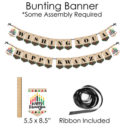 Happy Kwanzaa - Banner and Photo Booth Decorations - African Heritage Holiday Supplies Kit - Doterrific Bundle