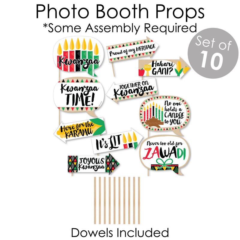Happy Kwanzaa - Banner and Photo Booth Decorations - African Heritage Holiday Supplies Kit - Doterrific Bundle