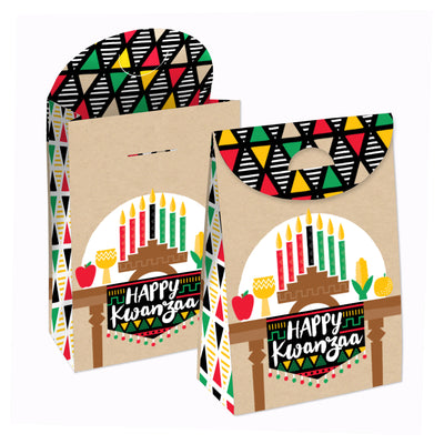 Happy Kwanzaa - African Heritage Holiday Gift Favor Bags - Party Goodie Boxes - Set of 12
