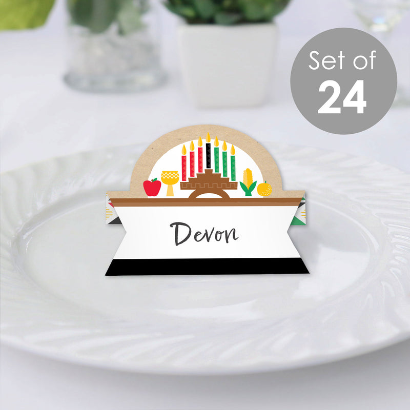 Happy Kwanzaa - African Heritage Holiday Party Tent Buffet Card - Table Setting Name Place Cards - Set of 24