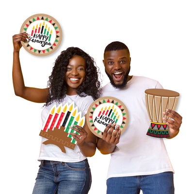 Happy Kwanzaa - Yard Sign & Outdoor Lawn Decorations - African Heritage Holiday Yard Signs - Set of 8