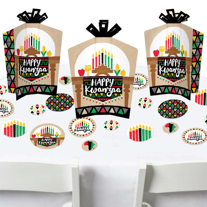 Happy Kwanzaa - African Heritage Holiday Party Decor and Confetti - Terrific Table Centerpiece Kit - Set of 30