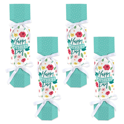 Colorful Floral Happy Mother's Day - No Snap We Love Mom Party Table Favors - DIY Cracker Boxes - Set of 12
