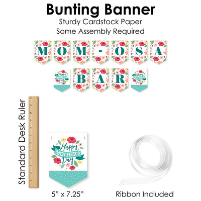 Colorful Floral Happy Mother's Day - DIY We Love Mom Party Mimosa Bar Signs - Drink Bar Decorations Kit - 50 Pieces