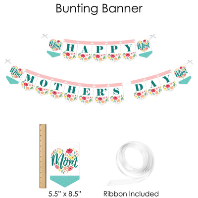 Colorful Floral Happy Mother's Day - We Love Mom Party Supplies - Banner Decoration Kit - Fundle Bundle
