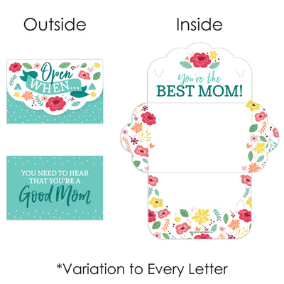 Colorful Floral Happy Mother's Day - Cards for Mom Gift Box Kit - Open When Letters - Set of 8