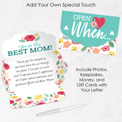 Colorful Floral Happy Mother's Day - Cards for Mom Gift Box Kit - Open When Letters - Set of 8