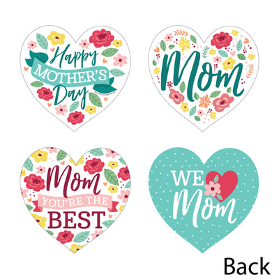 Colorful Floral Happy Mother's Day - Heart Decorations DIY We Love Mom Party Essentials - Set of 20