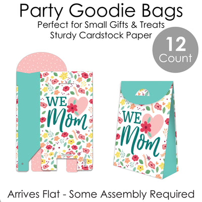 Colorful Floral Happy Mother's Day - We Love Mom Gift Favor Bags - Party Goodie Boxes - Set of 12