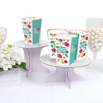 Colorful Floral Happy Mother's Day - We Love Mom Party Favor Popcorn Treat Boxes - Set of 12