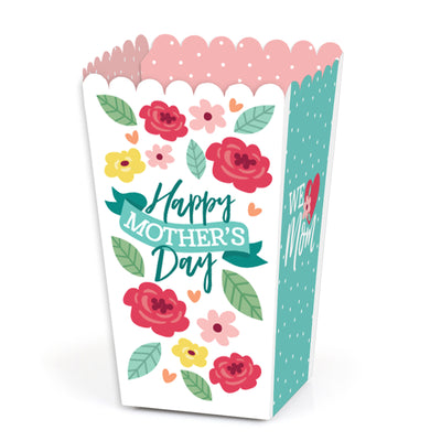 Colorful Floral Happy Mother's Day - We Love Mom Party Favor Popcorn Treat Boxes - Set of 12