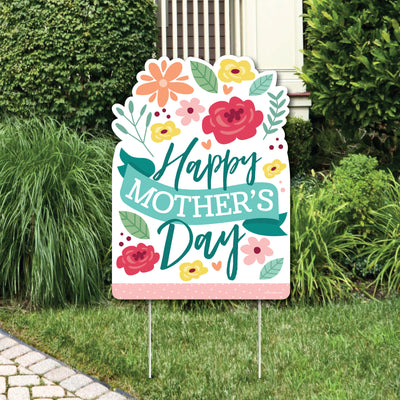 Colorful Floral Happy Mother's Day - Party Decorations - We Love Mom Party Welcome Yard Sign