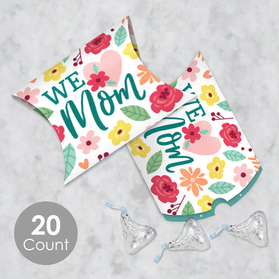 Colorful Floral Happy Mother's Day - Favor Gift Boxes - We Love Mom Party Petite Pillow Boxes - Set of 20