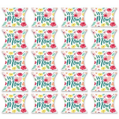 Colorful Floral Happy Mother's Day - Favor Gift Boxes - We Love Mom Party Petite Pillow Boxes - Set of 20