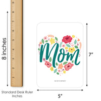 Colorful Floral Happy Mother's Day - Bingo Cards and Markers - We Love Mom Party Shaped Bingo Game - Set of 18