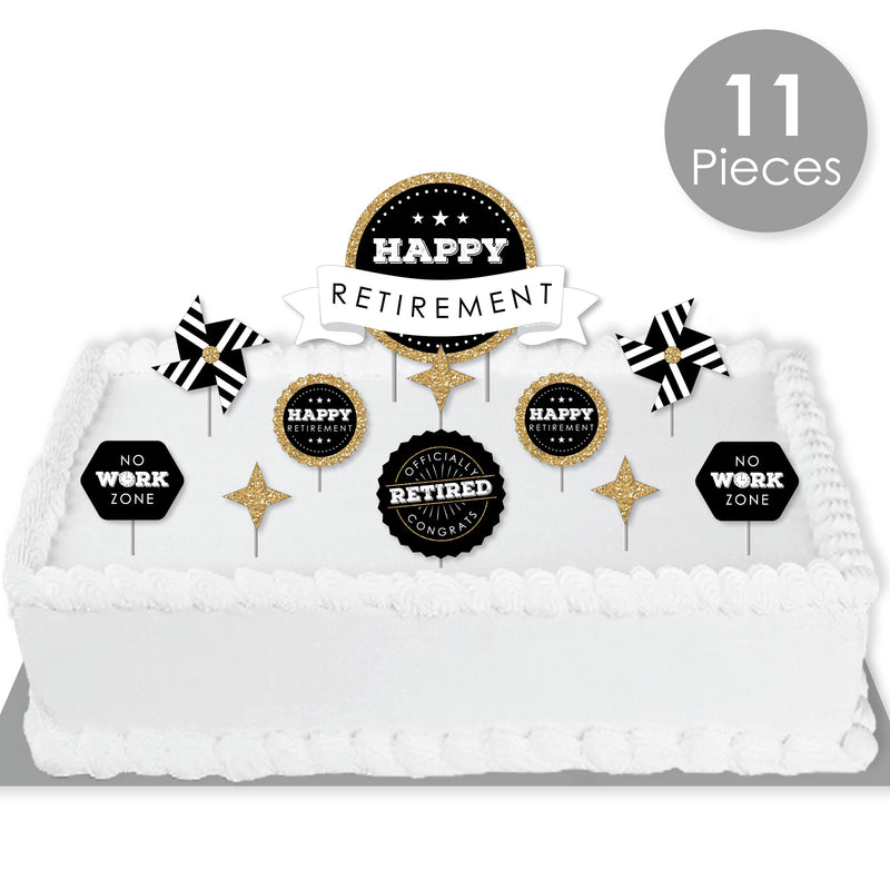 Happy Retirement - Retirement Party Cake Decorating Kit - Happy Retirement Cake Topper Set - 11 Pieces