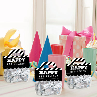 Happy Retirement - DIY Retirement Party Clear Goodie Favor Bag Labels - Candy Bags with Toppers - Set of 24
