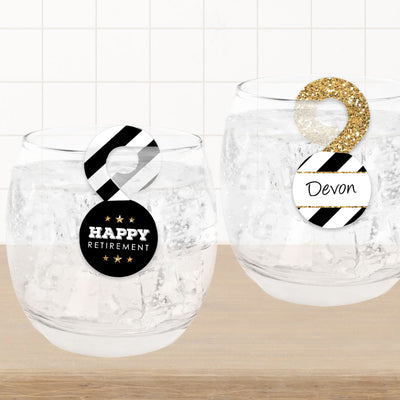 Happy Retirement - Retirement Party Paper Beverage Markers for Glasses - Drink Tags - Set of 24