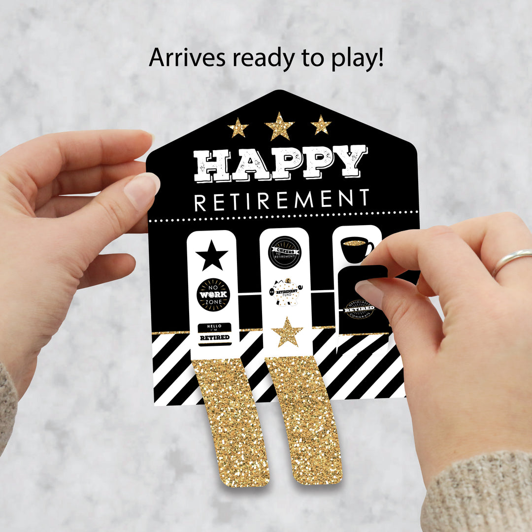 Happy Retirement - Retirement Party Game Pickle Cards - Pull Tabs 3-in-a-Row - Set of 12