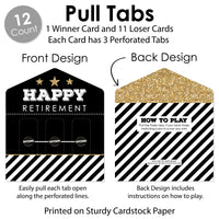 Happy Retirement - Retirement Party Game Pickle Cards - Pull Tabs 3-in-a-Row - Set of 12