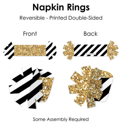 Happy Retirement - Retirement Party Paper Napkin Holder - Napkin Rings - Set of 24