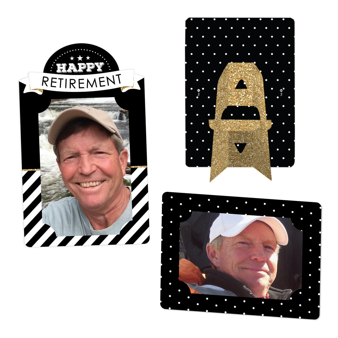 Happy Retirement - Retirement Party 4x6 Picture Display - Paper Photo Frames - Set of 12