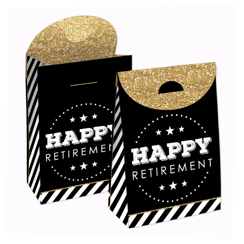 Happy Retirement - Retirement Gift Favor Bags - Party Goodie Boxes - Set of 12