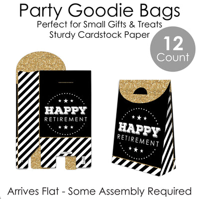 Happy Retirement - Retirement Gift Favor Bags - Party Goodie Boxes - Set of 12
