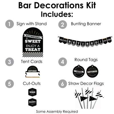 Happy Retirement - DIY Retirement Party Signs - Snack Bar Decorations Kit - 50 Pieces