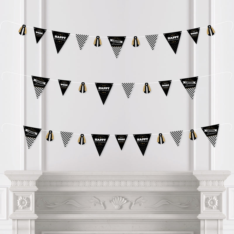 Happy Retirement - DIY Retirement Party Pennant Garland Decoration - Triangle Banner - 30 Pieces