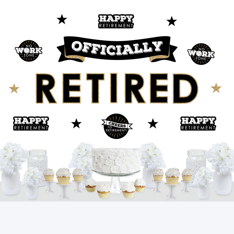 Happy Retirement - Peel and Stick Retirement Party Decoration - Wall Decals Backdrop