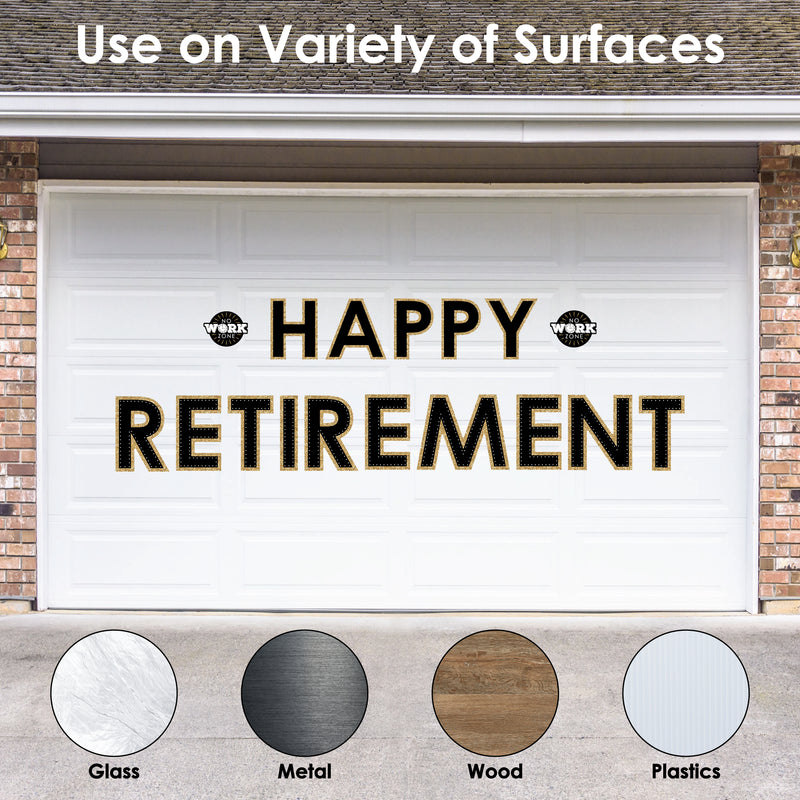 Happy Retirement - Peel and Stick Retirement Party Large Banner Wall Decals - Happy Retirement