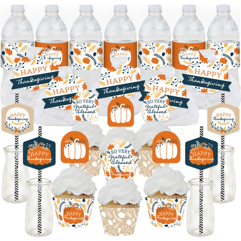 Happy Thanksgiving - Fall Harvest Party Favors and Cupcake Kit - Fabulous Favor Party Pack - 100 Pieces